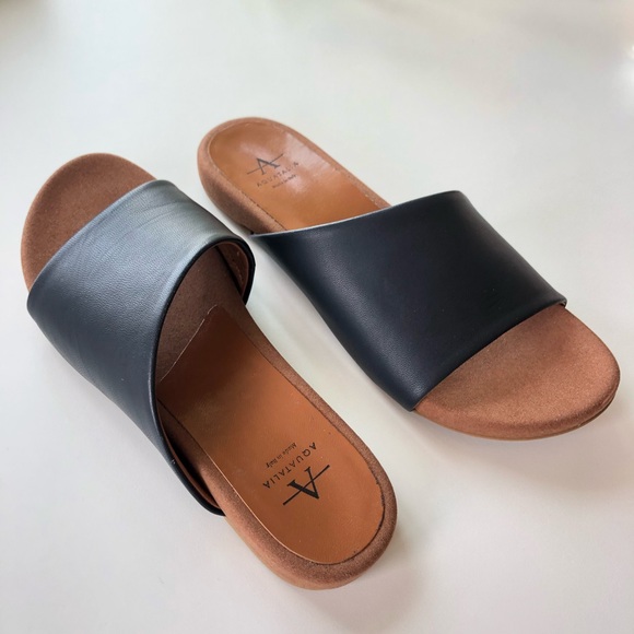 Aquatalia Dedra Leather Slide Sandals Navy Size 6 - Picture 8 of 11